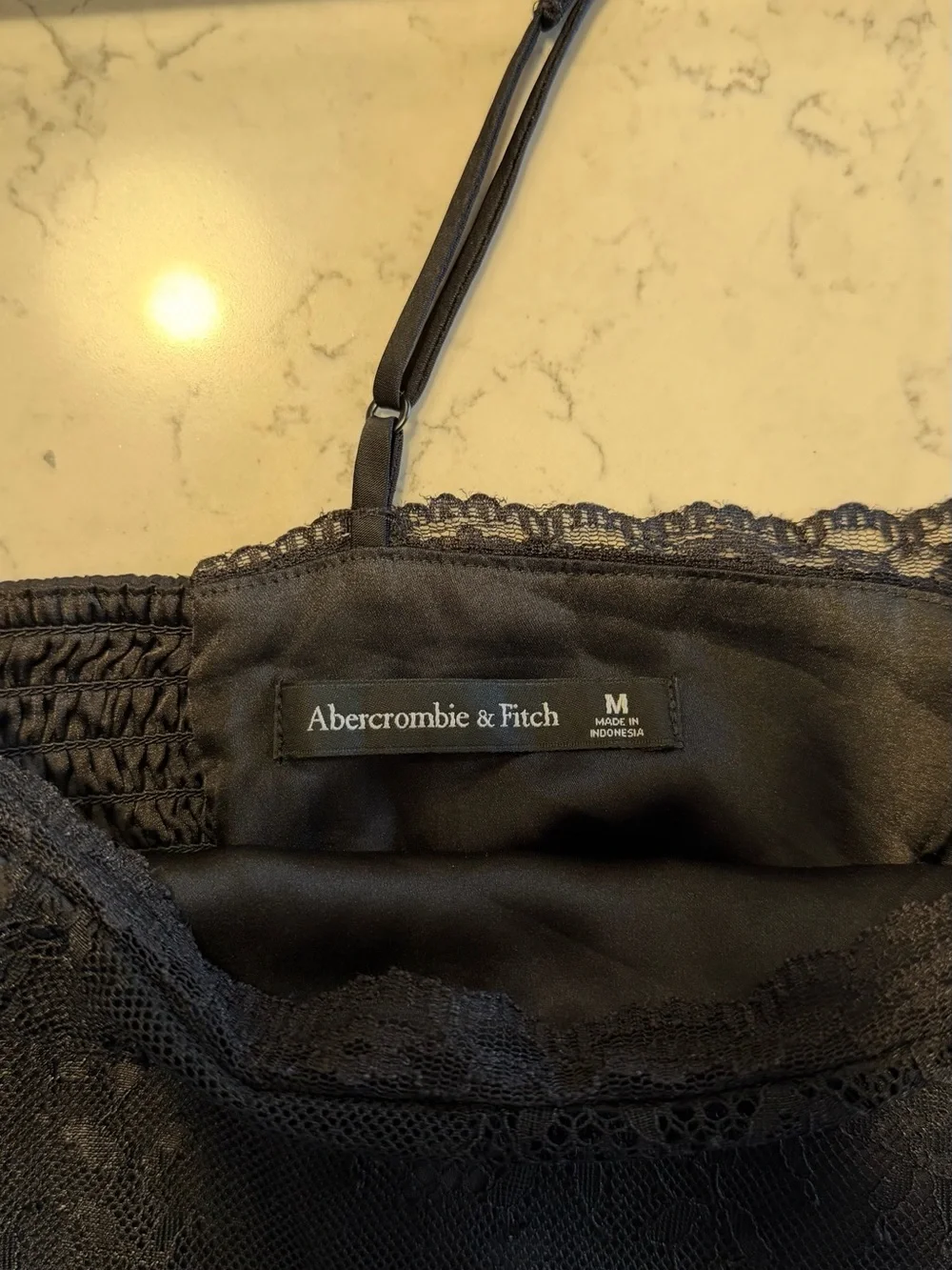 Abercrombie Black Satin Lace Maxi Slip Dress Size M